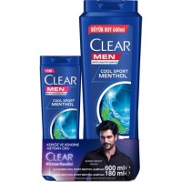 Clear Men Cool Sport Menthol Şampuan 600 ml + 180 ml 2'li Set